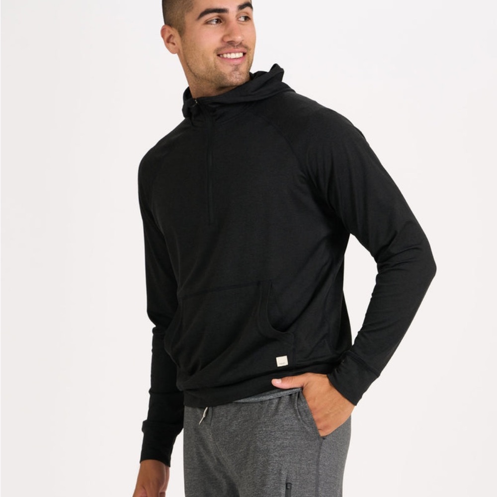 Vuori Men’s Ponto Performance 1/4 Zip Hoodie Black Heather